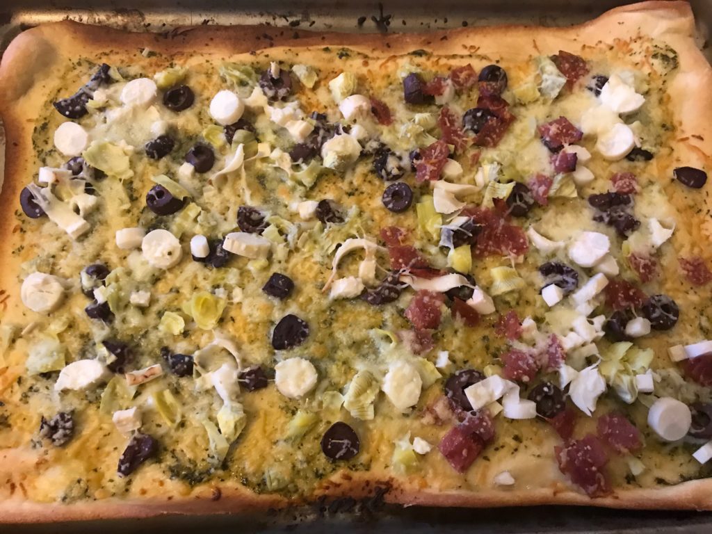 Artichoke, Hearts of Palm and Olive Flatbread Pizza