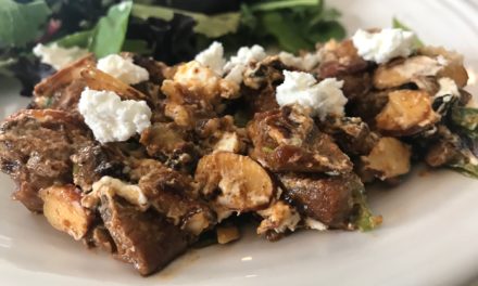 Roasted Eggplant with Smoked Almonds & Goat Cheese