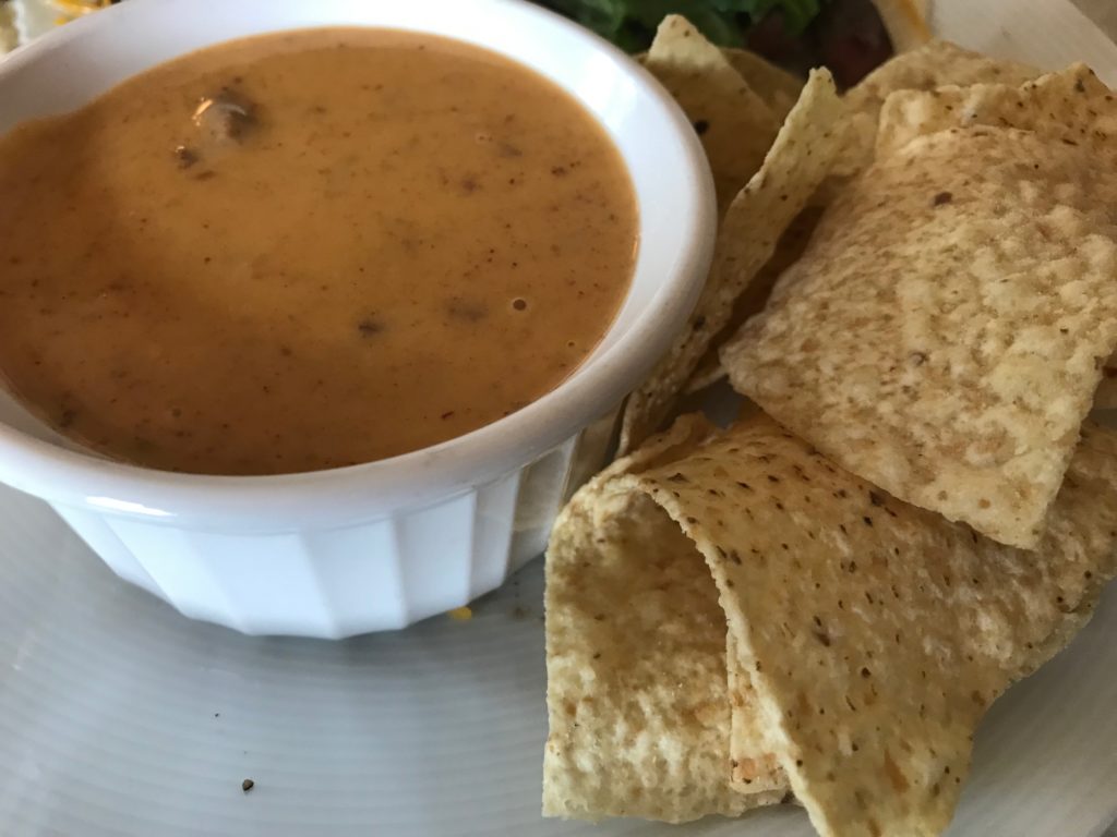 queso dip and chips