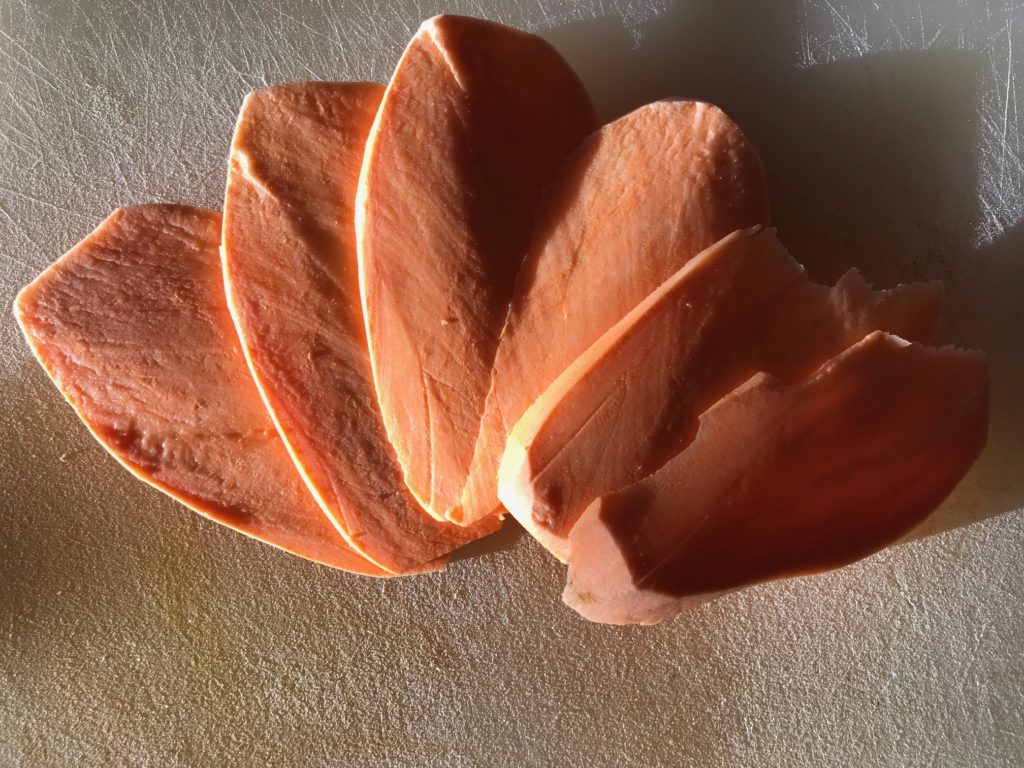 sweet potatoes cut