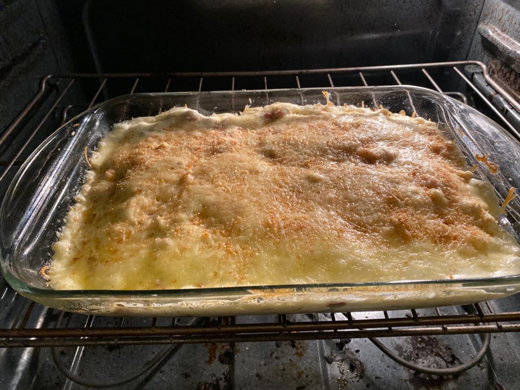 Chicken Cordon Bleu Pasta in oven