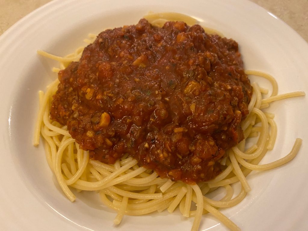 sauce on spaghetti