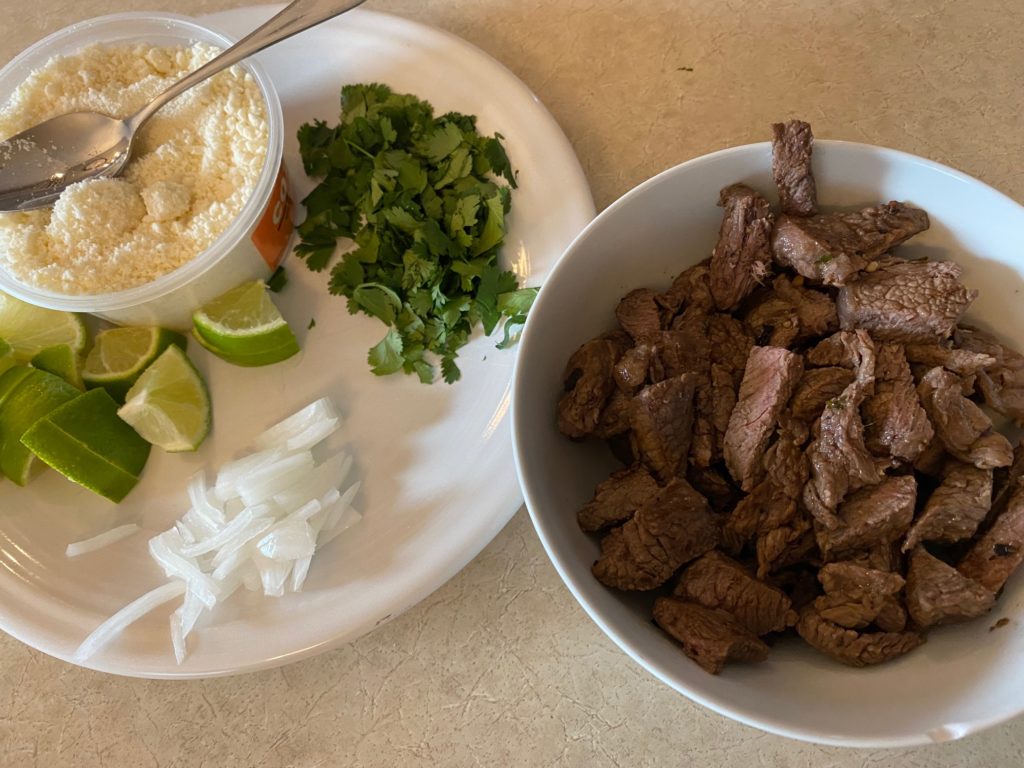 Carne Asada Tacos plating