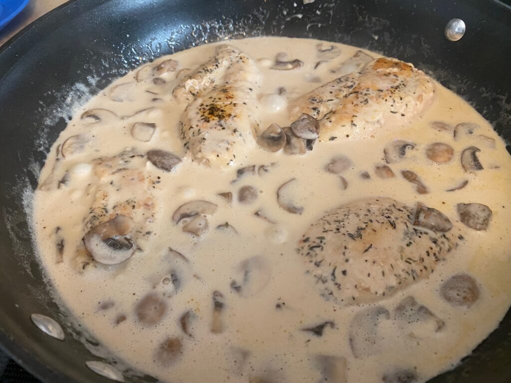 Chicken Marsala cooking